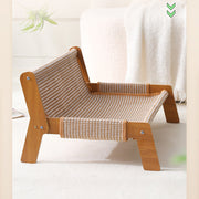 Breathable Woven Cat Sofa Bed – Elevated Wooden Cat Couch Scratch-Resistant & Breathable Woven Design
