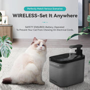 TUXTOOX Smart Cat Water Fountain, Wireless Pet Fountain for Drinking- 74.4oz/2.2L Battery Operated Quiet Pet Water Bowl Dispenser for Cats, Dogs, Multiple Pets