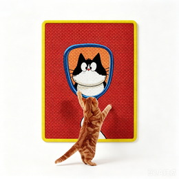 TUXTOOX Natural Sisal Cat Scratching Mat, Self-Adhesive Removable Furniture Protector Scratch Pad, Wear-Resistant Claw Grinding Mat with Cute Pattern, Wall Sofa Door Corner Anti-Scratch Mat for Indoor Cats