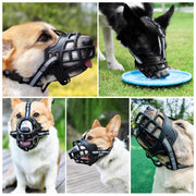 Breathable Reflective Dog Muzzle – Adjustable Soft Plastic Basket Muzzle for Small to Large Dogs