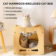 Cat Nest for All Seasons Enclosed Cat Bed for Summer Heat Dissipation and Cool Upper and Lower Bunk Beds Cat Hammocks with Free Mats