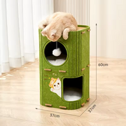 Cat House Cave Hideaway Scratch Resistant Hut Cat Tree Cat Bed for Pet Kitten Household Multi Layer Scratching Board All Season Universal