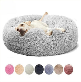 Round Dog Pet Bed - Long Plush Winter Warm Sleeping Bag for Cats & Dogs