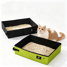 TUXTOOX Portable Foldable Cat Litter Box, Large Capacity Waterproof Travel Cat Toilet, 600D Leak-Proof Outdoor Litter Pan, Durable Easy-Clean Travel Cat Potty for Cats Up to 20 lbs