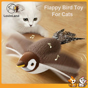 Flappy Bird Toy for Cats Simulated Flappy Flying Bird Toy Interactive Flapping Chirping Sparrow Bird Toy for Indoor Cats Touch Activated USB Rechargeable Toy