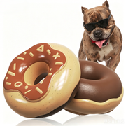 TUXTOOX Donut Shaped Squeaky Dog Chew Toy, Durable Bite-Resistant TPR Interactive Toy, Teeth Cleaning Teething Fetch Play Toy, Anxiety Relief Pet Toy for Small Medium Large Dogs