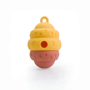 Silicone Dog Chew Treat Dispenser Toy - Slow Feeder for Teeth Grinding & Mental Stimulation - Orange & Yellow