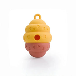 Silicone Dog Chew Treat Dispenser Toy - Slow Feeder for Teeth Grinding & Mental Stimulation - Orange & Yellow