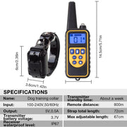 800m Electric Dog Training Collar Pet Remote Control Waterproof Rechargeable with LCD Display for All Size Shock Vibration Sound