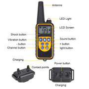 800m Electric Dog Training Collar Pet Remote Control Waterproof Rechargeable with LCD Display for All Size Shock Vibration Sound