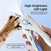 TUXTOOX Pet Nail Clipper with LED Light - Stainless Steel 2-in-1 Trimmer & File - Splash Proof