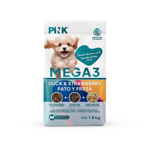 PINK Mega 3 All Life Stage Dog Food - Duck & Strawberry Recipe 1.8kg