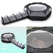 Breathable Cat Playpen & Tunnel Set –Interactive Cat Playpen Collapsible Pet Play Tent for Indoor/Outdoor Use