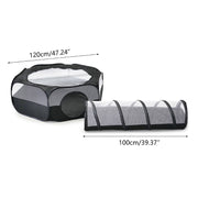 Breathable Cat Playpen & Tunnel Set –Interactive Cat Playpen Collapsible Pet Play Tent for Indoor/Outdoor Use
