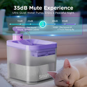 TUXTOOX Smart Wireless Pet Water Fountain, Battery Operated Quiet Drinking Water Dispenser 74.4oz / 2.2L, Cordless Water Bowl for Cats, Dogs & Multi-Pet Household