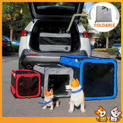Dog Car Cage Carrier Cat Kennel Outing Carrying Bag Pet Luggage Oxford Cloth Car Travel Cage Cat and Dog Cage Folding Box for Small Medium Large Dogs