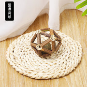 TUXTOOX Natural Silvervine Cage Ball Cat Toy with Bell & Catnip Ball, Organic Matatabi Chewing Toy, Interactive Dental Cleaning Stress Relief Ball for Indoor Cats
