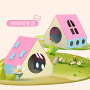 TUXTOOX House-Shaped Felt Cat House, Cozy Enclosed Cat Bed Cave, Scratch Resistant Durable Pet Sleeping Nest, Easy Assembly Portable Indoor Warm Hideout for Cats