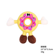 TUXTOOX Soft Latex Plush Squeaky Dog Toy, Cute Dessert Interactive Chew Toy, Bite Resistant Teeth Cleaning & Stress Relief Pet Toy, Lightweight Portable Play Toy for Small & Medium Dogs - Cheese/Toast/Donut