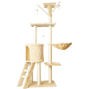TUXTOOX Luxury Full Sisal Cat Tree Tower, Multi-Level Cat Condo with Hammock, Elevated Perch, Ladder & Hanging Toys, Stable Heavy Duty Scratching Post Activity Center for Indoor Cats