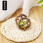 TUXTOOX Natural Silvervine Cage Ball Cat Toy with Bell & Catnip Ball, Organic Matatabi Chewing Toy, Interactive Dental Cleaning Stress Relief Ball for Indoor Cats