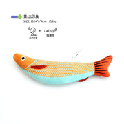 TUXTOOX Catnip Fish Toy with Sound, Interactive Plush Kicker Toy for Cats, Bite-Resistant & Washable Soft Chew Toy, Stress Relief & Energy Burning Indoor Cat Play Toy - Orange / Green / Yellow