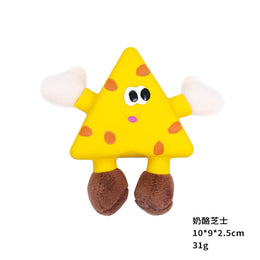 TUXTOOX Soft Latex Plush Squeaky Dog Toy, Cute Dessert Interactive Chew Toy, Bite Resistant Teeth Cleaning & Stress Relief Pet Toy, Lightweight Portable Play Toy for Small & Medium Dogs - Cheese/Toast/Donut