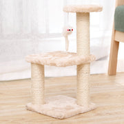 TUXTOOX 2-Tier Space-Saving Cat Tree, Mini Cat Tower with Natural Sisal Scratching Posts, Soft Plush Lounge Platform & Interactive Hanging Ball Toy, Stable Anti-Wobble Indoor Cat Furniture for Small Apartments