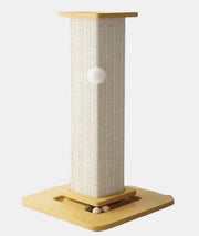 TUXTOOX 65cm Cat Scratching Post with Natural Sisal Rope, Stable Wooden Cat Scratcher Tower with Hanging Ball Toys & Teaser Wand, Anti-Slip Base Furniture Protector, Easy Assembly Interactive Indoor Cat Play Furniture