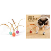 TUXTOOX Interactive Cat Ball Toys with Feather Teaser, Quiet Rolling Bouncy Silicone Sports Ball, Durable Bite Resistant Indoor Chase Exercise Toy, Low Noise Hunting Stimulation Play Toy for Cats