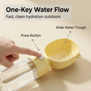 TUXTOOX Portable Dog Water Bottle 550ml | Leak-Proof Travel Pet Water Bottle with Built-in Bowl