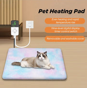 Cat Heating Pad Waterproof Pet Heating Pad for Cats Dog Indoor 9 Adjustable Temperature Dog Warming Bed Mat with Timer Indoor Heated Pet Bed with Chew Resistant Cord
