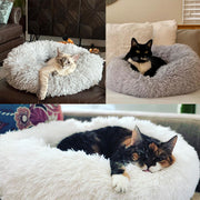 Dog Pet Bed Kennel Round Cat Winter Warm Dog House Sleeping Bag Long Plush Super Soft Pet Bed Puppy Cushion Mat