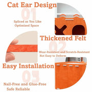 Felt Cat House with Holes Stackable Cat Castle House Corner Design Sturdy Cat Condo Four Seasons Folding Space Saving Detachable Semi-Enclosed Cat Bed