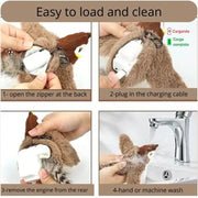 Flappy Bird Toy for Cats Simulated Flappy Flying Bird Toy Interactive Flapping Chirping Sparrow Bird Toy for Indoor Cats Touch Activated USB Rechargeable Toy