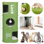 Cat House Cave Hideaway Scratch Resistant Hut Cat Tree Cat Bed for Pet Kitten Household Multi Layer Scratching Board All Season Universal