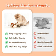 Flappy Bird Toy for Cats Simulated Flappy Flying Bird Toy Interactive Flapping Chirping Sparrow Bird Toy for Indoor Cats Touch Activated USB Rechargeable Toy
