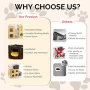 Cat Nest for All Seasons Enclosed Cat Bed for Summer Heat Dissipation and Cool Upper and Lower Bunk Beds Cat Hammocks with Free Mats