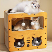 Corrugated Cat Scratcher Wood Cat Bed Feeling Cool Cat Grinding Toys Thicked Cat Scratcher Cargboard  Wear-resistant Cat Nest Climbing Frame for Indoor Cats Playing Resting Exercising