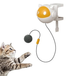 Automatic Lifting Cat Toy Ball Interactive Electronic Feather Ball with Auto-Moving & Lifting Features for Indoor Cats Self-Play Space Ball Design Hanging Toy