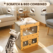 Corrugated Cat Scratcher Wood Cat Bed Feeling Cool Cat Grinding Toys Thicked Cat Scratcher Cargboard  Wear-resistant Cat Nest Climbing Frame for Indoor Cats Playing Resting Exercising