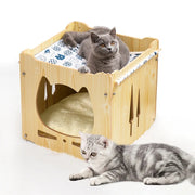 Cat Nest for All Seasons Enclosed Cat Bed for Summer Heat Dissipation and Cool Upper and Lower Bunk Beds Cat Hammocks with Free Mats