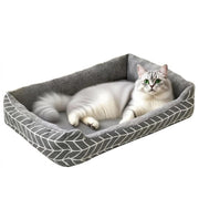 TUXTOOX Cozy Raised Edge Pet Bed, Soft Plush Bolster Sofa Bed for Cats & Small Medium Dogs, High Resilience Shape Retention Bed, Breathable & Moisture-Proof Non-Slip Bottom, Lightweight Portable Sleeping Cushion