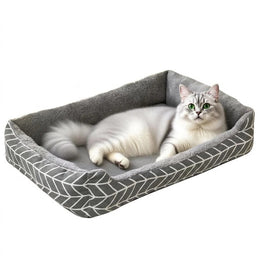 TUXTOOX Cozy Raised Edge Pet Bed, Soft Plush Bolster Sofa Bed for Cats & Small Medium Dogs, High Resilience Shape Retention Bed, Breathable & Moisture-Proof Non-Slip Bottom, Lightweight Portable Sleeping Cushion