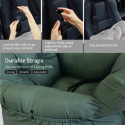 Dog Car Seat for Small Dogs Cats Washable Pet Booster Car Seats with Clip-On Safty Leash Comfy Deluxe Plush Carseat with Storage Pockets Puppy Car Travel Carrier Bed for Dogs