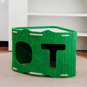Felt Cat House with Holes Stackable Cat Castle House Corner Design Sturdy Cat Condo Four Seasons Folding Space Saving Detachable Semi-Enclosed Cat Bed