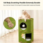 Cat House Cave Hideaway Scratch Resistant Hut Cat Tree Cat Bed for Pet Kitten Household Multi Layer Scratching Board All Season Universal