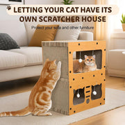 Corrugated Cat Scratcher Wood Cat Bed Feeling Cool Cat Grinding Toys Thicked Cat Scratcher Cargboard  Wear-resistant Cat Nest Climbing Frame for Indoor Cats Playing Resting Exercising