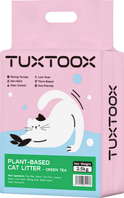 TUXTOOX Cat Litter, Plant-Based Eco-Friendly Tofu Litter, Fast Clumping, Low Dust, Superior Odor Control with Baking Soda, Non-Stick and Flushable 2.5KG