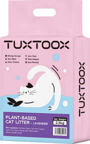 TUXTOOX Cat Litter, Plant-Based Eco-Friendly Tofu Litter, Fast Clumping, Low Dust, Superior Odor Control with Baking Soda, Non-Stick and Flushable 2.5KG